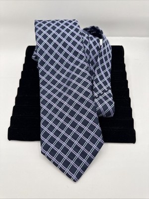SAKS FIFTH AVENUE EXCLUSIVE LUXURY SILK NECKTIE Navy Lavender Gray, 58x4  MSRP89