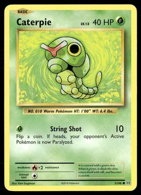 Caterpie 3/108 Common Evolutions Pokemon Moderately Played