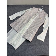 Mens Indian Kurta Pajama Set with Sequin Embroidered Nehru Vest Cream Size 42
