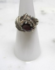 Vintage Sterling Silver Ring w/ Unknown Red Stone Size 5.5 5.4g 4-I651