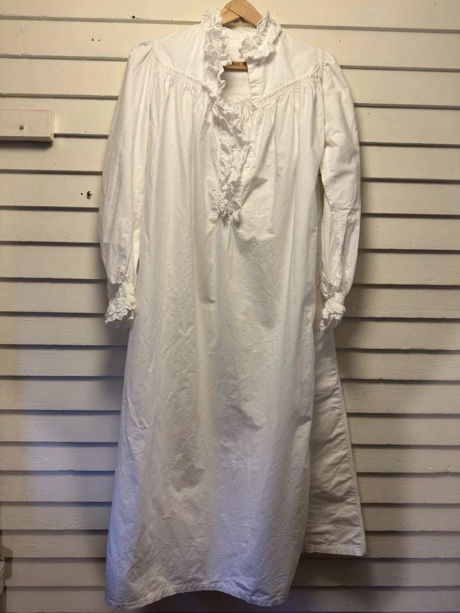 White Granny Night Dress Cotton White Vintage Sleepwear Robes For Women For  Sale