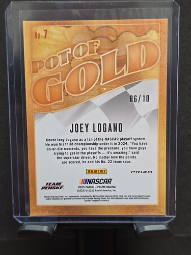 Joey Logano 2025 Panini Prizm Racing Pot of Gold Insert #7 Gold 06/10 Penske - Picture 6 of 6