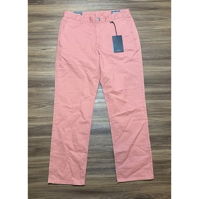 Bonobos Men's Stretch Washed Chino Pants Straight Fit Salmon Pink Sz 32x30
