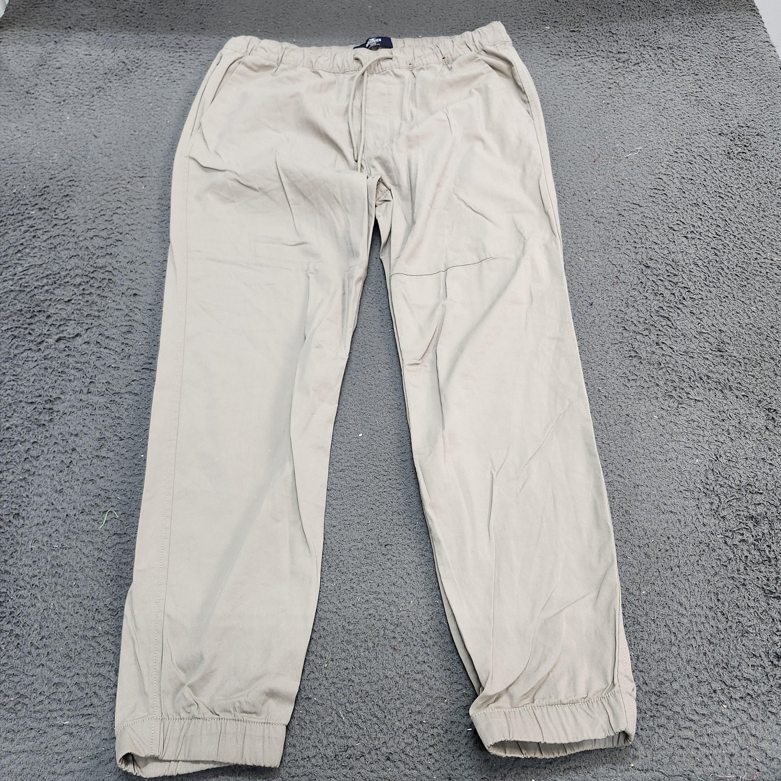 Hollister Jogger Pants Mens XL Beige Epic Flex Elastic Waist Drawstring Cuffed