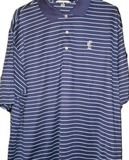 Peter Millar Crown Sport Striped Embroidered Golf/Polo Shirt SZ 2XL