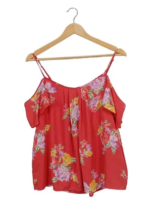 Top Femme Dalia Rouge Fleuri Bretelles Volants (EU 46, 3XL) - Photo 1/3