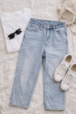 Old Navy O.G. Loose Jeans Women 12 High Rise Light Wash Straight Leg