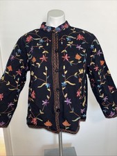 Vintage BFA Classics Embroidered Boho Jacket Floral India Cotton
