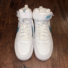 Nike Court Borough Mid 2 GS 1Youth White/Aqua/Black CD7782-117 NWT