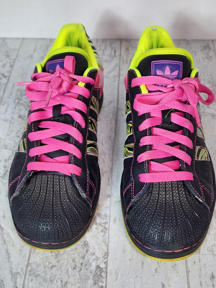 Adidas Superstar II Zebra 2009 Women's 8 Black Neon Pink Custom G06328 - Image 4 of 4