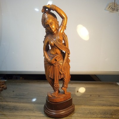 Wooden Apsara Statue Single Wood Figure Home Decorative Collectible