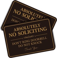 2PCS No Soliciting Sign for Front Door  Self-Adhesive Elegant Do Not Knock or R