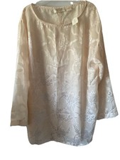 Vintage Gold Label Victorias Secret Satin Floral Sleep Shirt Embroidered Ivory S