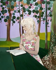 Original Oil Painting, 16x20 inches, Woman Reading 5, Portrait, Woman, Books.