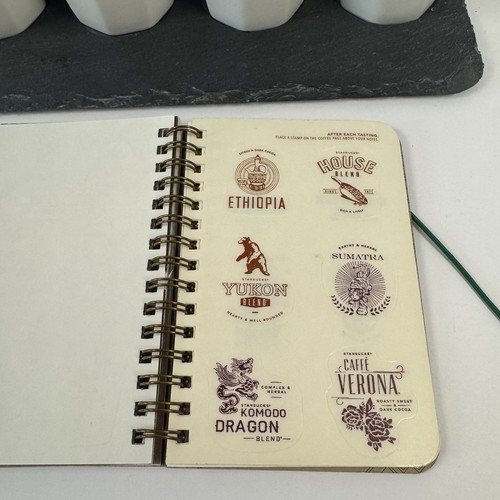Starbucks Coffee Tasting Set - Wood Box, 4 Cups, Slate Tray, Passport Book - Bild 7 von 16
