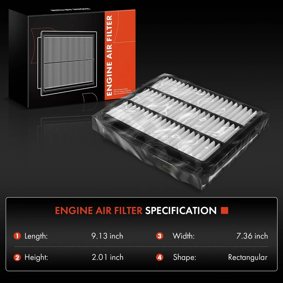 2x Filtro de aire del motor para Chrysler Sebring 1995-2005 Dodge Mazda Eagle Mitsubishi Foto 2 de 4