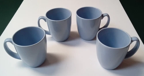 Vintage Corelle Stoneware Periwinkle Blue Coffee Cup Mug 12 Ounce = Set of 4