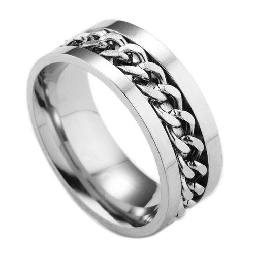 SPIN CHAIN RING NEW BAND CHOOSE SIZE STAINLESS STEEL MENS Fashion Jewelry - Picture 15 of 16