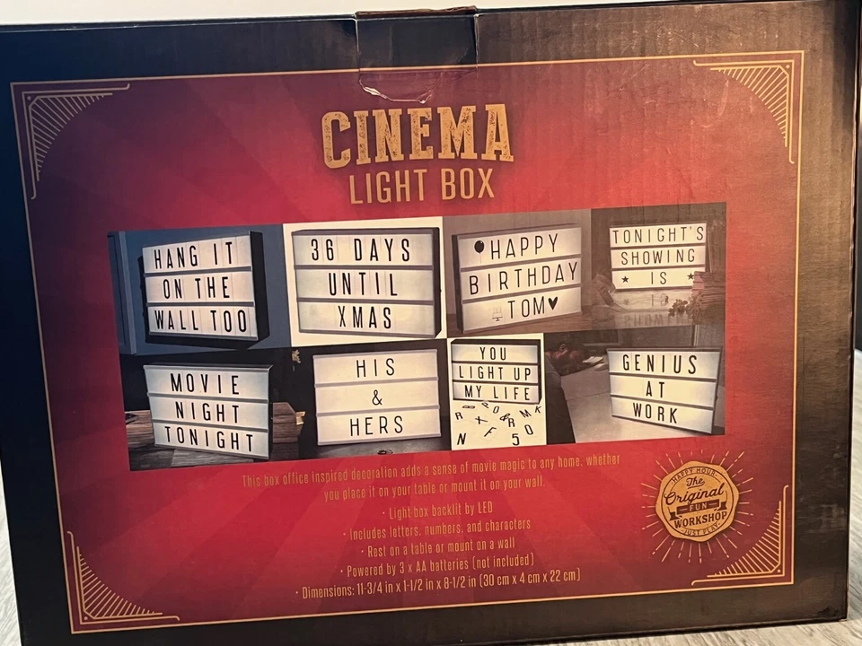 Caja de luz de cine tamaño A6 combinación LED caja de luz nocturna lámpara hágalo usted mismo letras tarjetas Foto 2 de 4