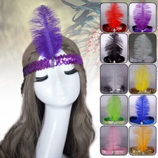 Sequin Feather Headbands Indian Ostrich Performance Headwear Dance Fancy Party
