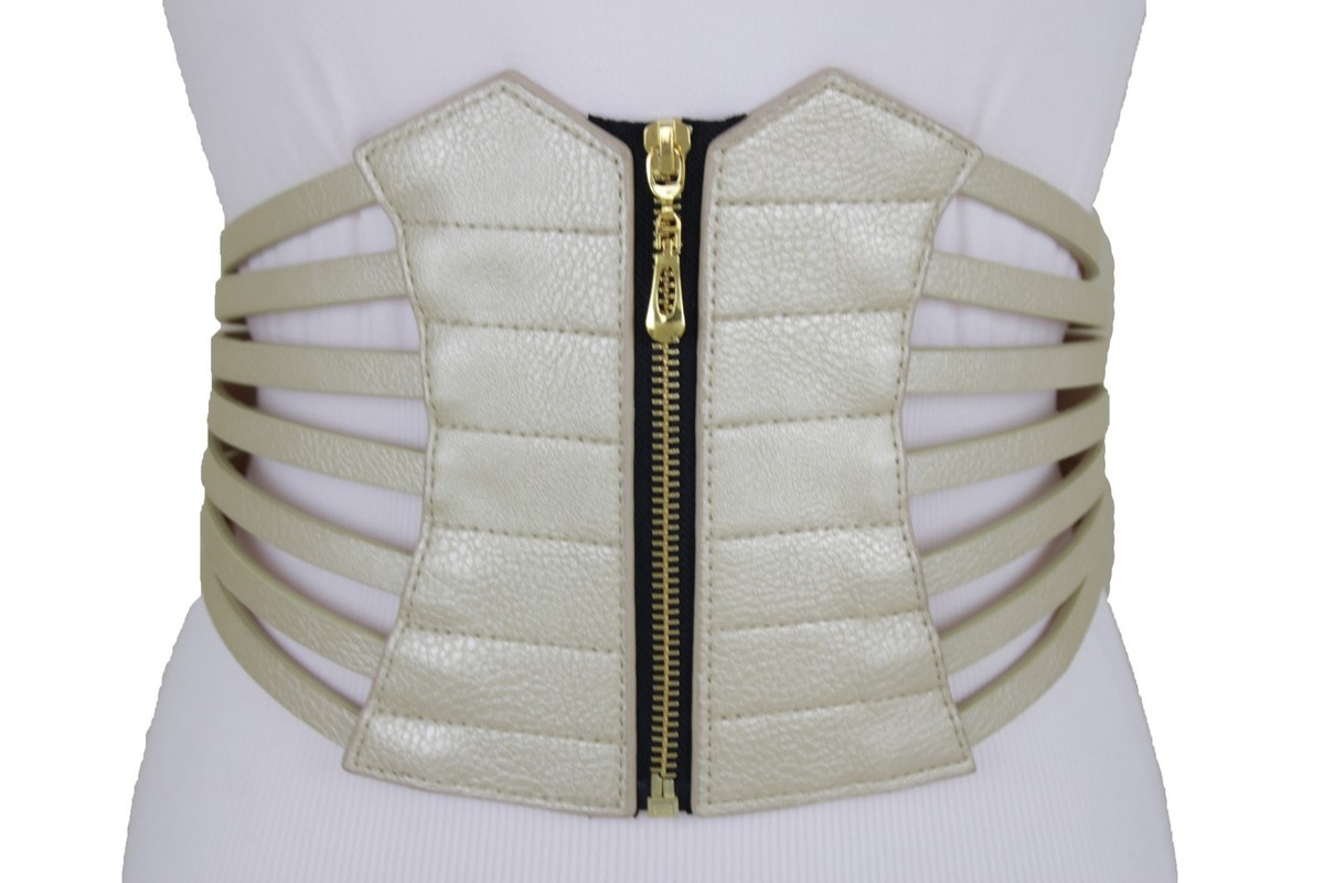 4386 Women Corset Belt Gold Waist Belts Sexy Cinch Elastic Wide VASTLUCKY Womens Elastic Waist Belts Lace-up Cincher Waspie  main image 2