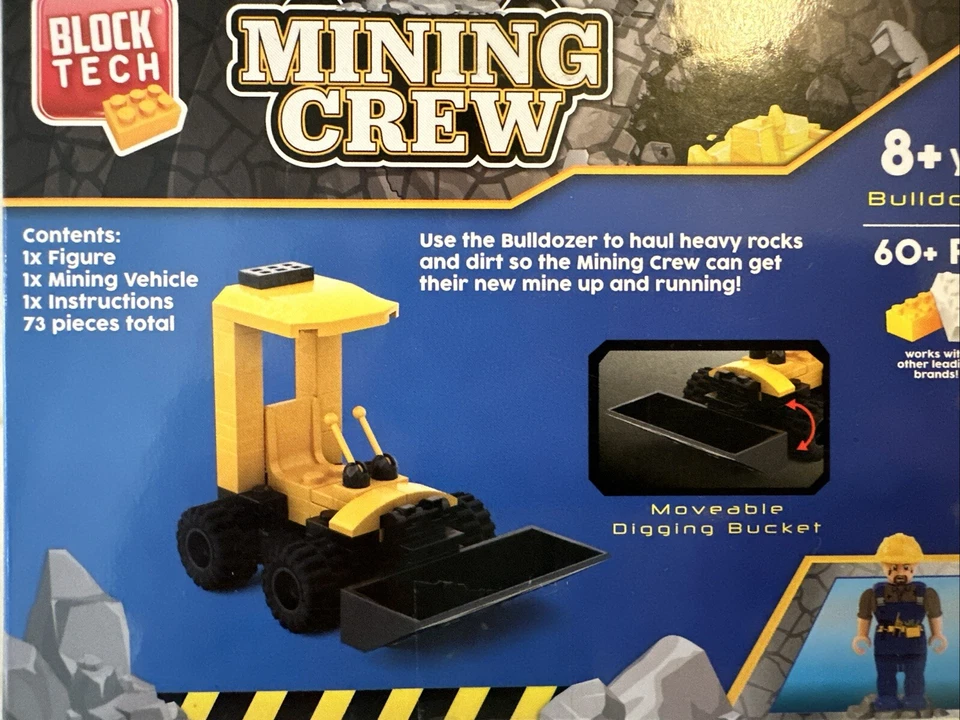 Block Tech Mining Crew Bulldozer With Figure 73 Pieces Building Set - NEW SEALED - Image 4 of 4