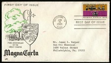 US 1965 FDC #1265 -5c Magna Carta Issue First Day Cover MARG