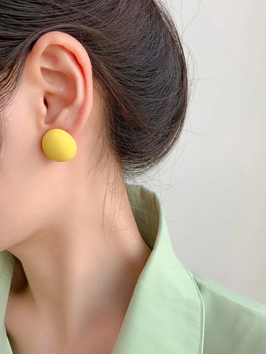 ROUND button style stud earrings multicolour option Pierced stainless steel post - Picture 24 of 57