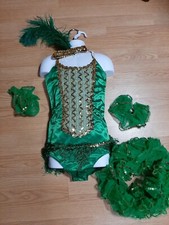 Wolff Fording  Co Green Sequin Rhinestone Dance Twirl Skating Costume W/ Tutu