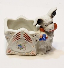Scottish Terrier Dog Figurine Planter Flower Vase Ceramic Japan 4" Tall