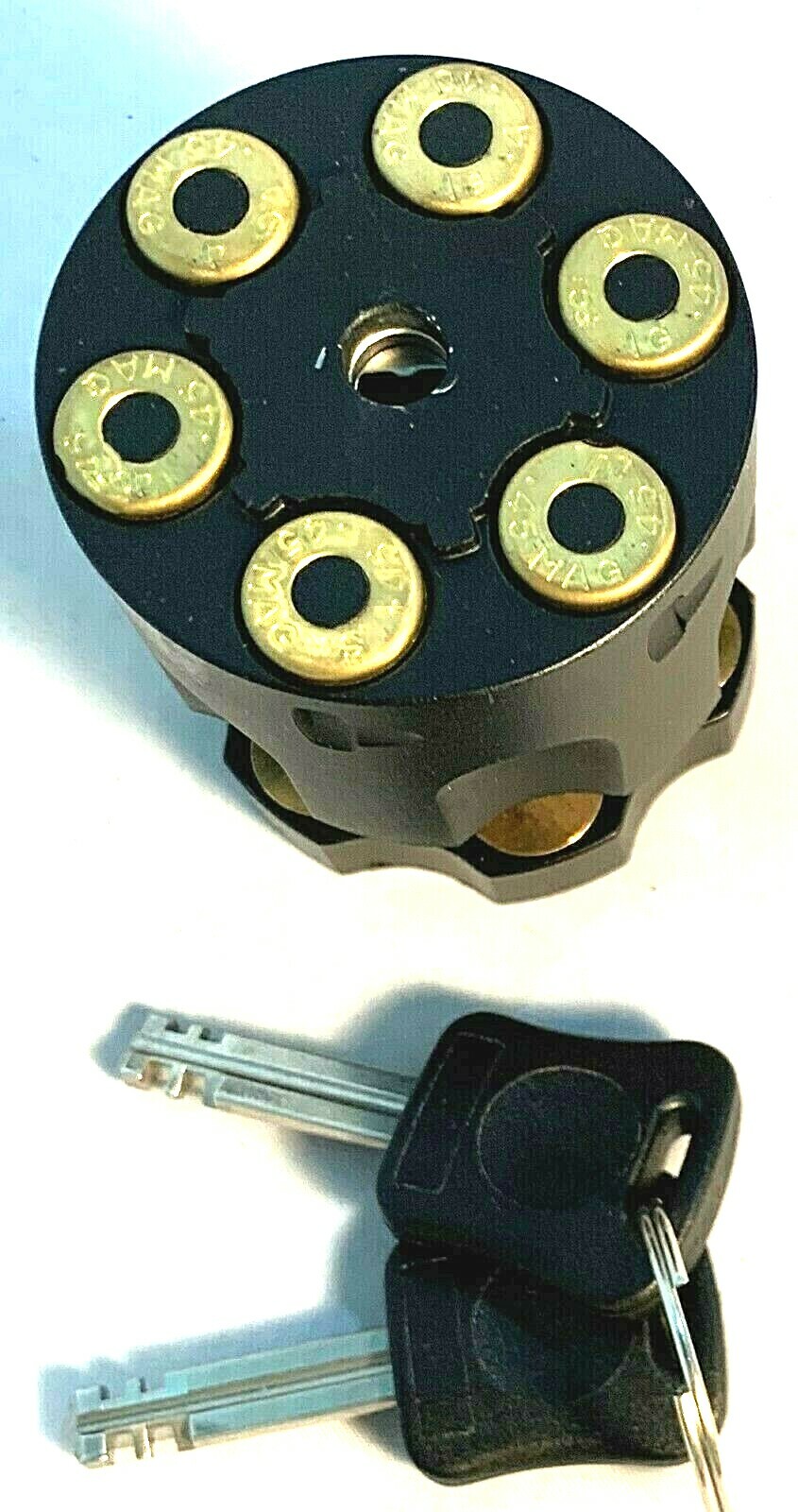 MOTORCYCLE BRAKE DISC FLAT BLACK SIX SHOOTER LOCK BIKE SECURITY 