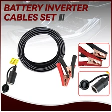 Car Battery To Cigarette Lighter Adapter Socket Alligator Clip Clamp Power 10ft;