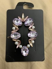 NWT FREE PEOPLE PURPLE RHINESTONE PEARL HAIR CLIP ACCESSORY BARRETTE