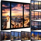 WANDBILDER FENSTERBLICK Städte Berlin NY London Leinwand XXL Kunstdrucke ART ST1