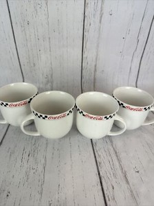 Coca Cola Black & White Coffee Mugs Set Of 4 Gibson Retro