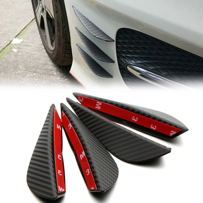 4pcs Carbon Fiber Texture Bumper Protector Lip Body Spoiler Canards Splitter