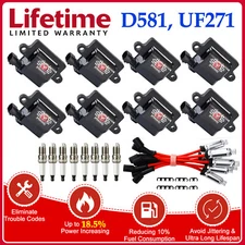 8 Pack UF271 Ignition Coil + Spark Plug + Wires For Chevy GMC 4.8 5.3L 6.0L 8.1