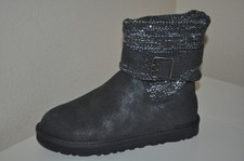 NIB UGG Cambridge Metallic Grey Suede Boot 1006735 Belted  Knit 6 US 37 EU