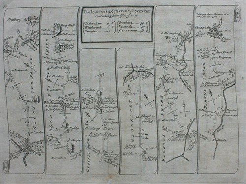 EXETER, PLYMOUTH, DARTMOUTH, antique road map, SENEX, OGILBY, pl 76-77, 1762 - Picture 4 of 5