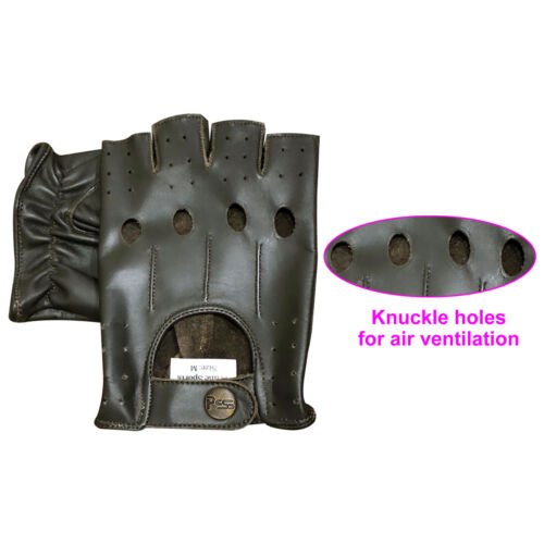 Nuevo Estilo Retro Calidad Cuero Suave Guantes de Conducir Sin Dedos Moda - Imagen 11 de 58