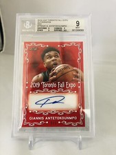 Giannis Antetokounmpo Autographed 1/1 2019 Leaf Toronto Fall Expo 🔥🔥🔥 BGS 9. 