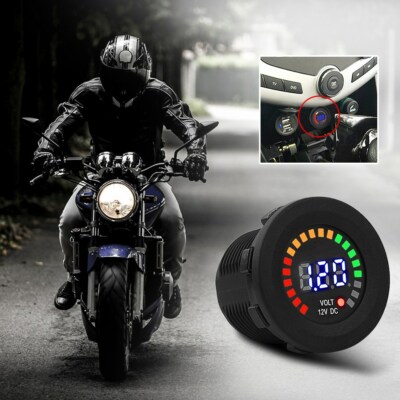 12 V Motorcycle Car LED Digital Display Voltmeter Voltage Volt Meter Gauge Black