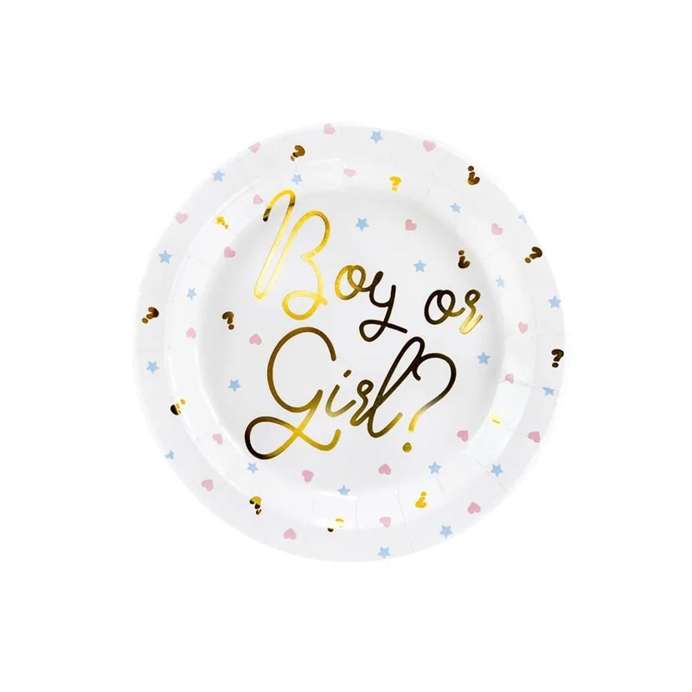 6 PIATTI di carta per festa GENDER REVEAL scoprire sesso nascituro 1BJ1