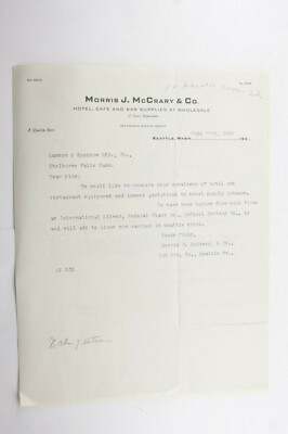 1934 Lamson Goodnow Morris J McCrary & Co Seattle WA  Letter Ephemera P841E