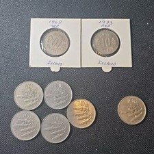 B11*Iceland 10 Kronur  Lot Of 8 Coins 1969-1987