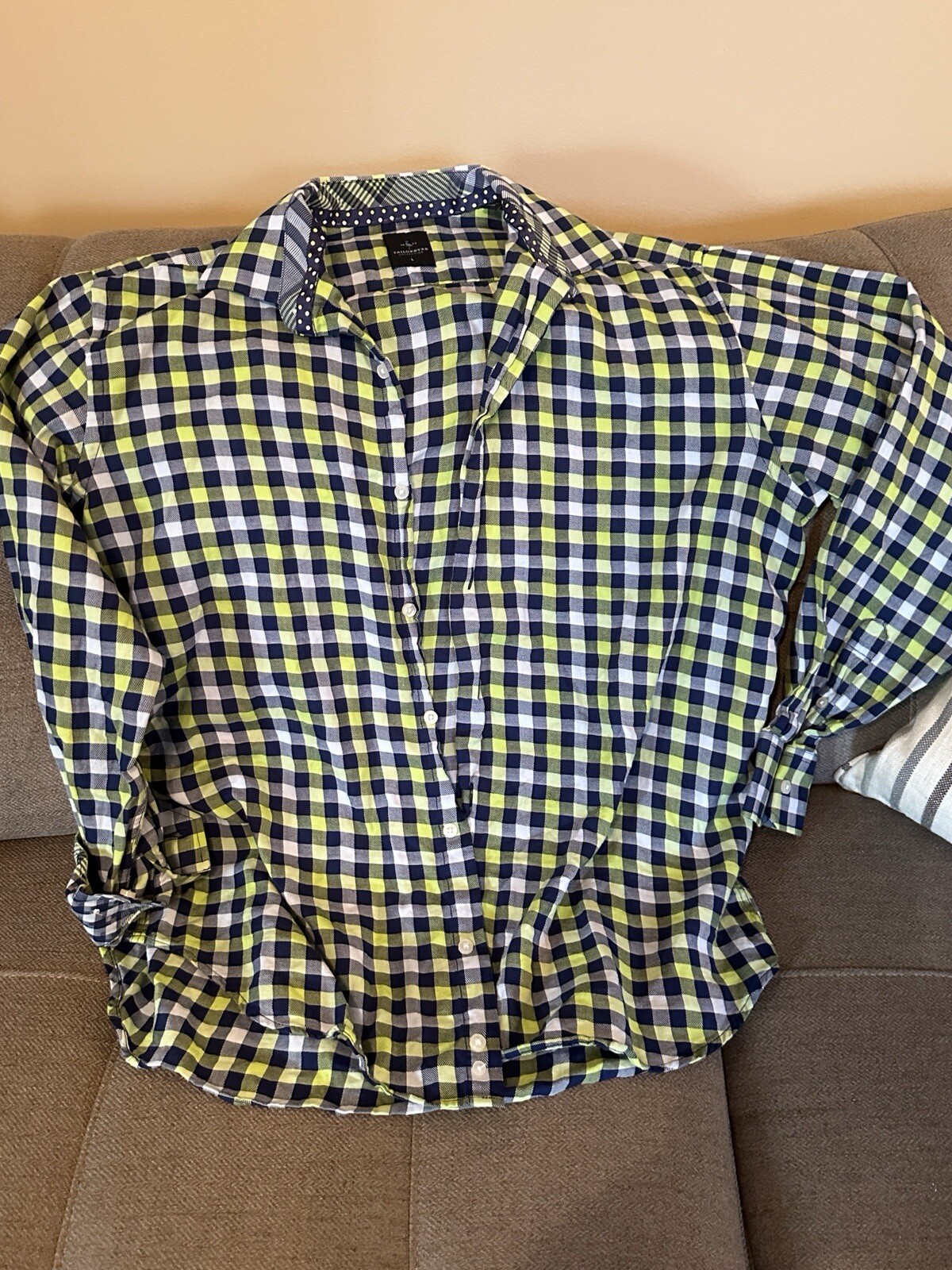 Tailorbyrd Collection Large shirt Button Down Long Sleeve Plaid Flip Cuff