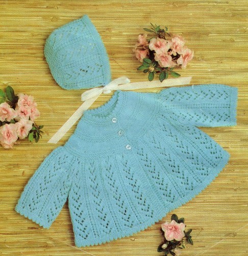 Strickanleitung Kopie 1788.   Baby Strickjacke & Mütze.  18-19" Brust.  4ply