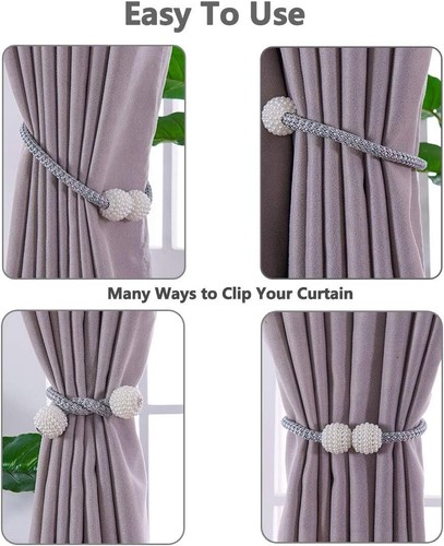 4/6Pack Magnetic Curtain Tiebacks, Decorative Curtain Holdbacks for Window Decor - Picture 16 of 26