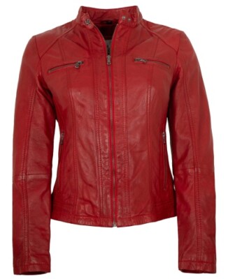 7eleven - Damen Lederjacke Lammnappa rot