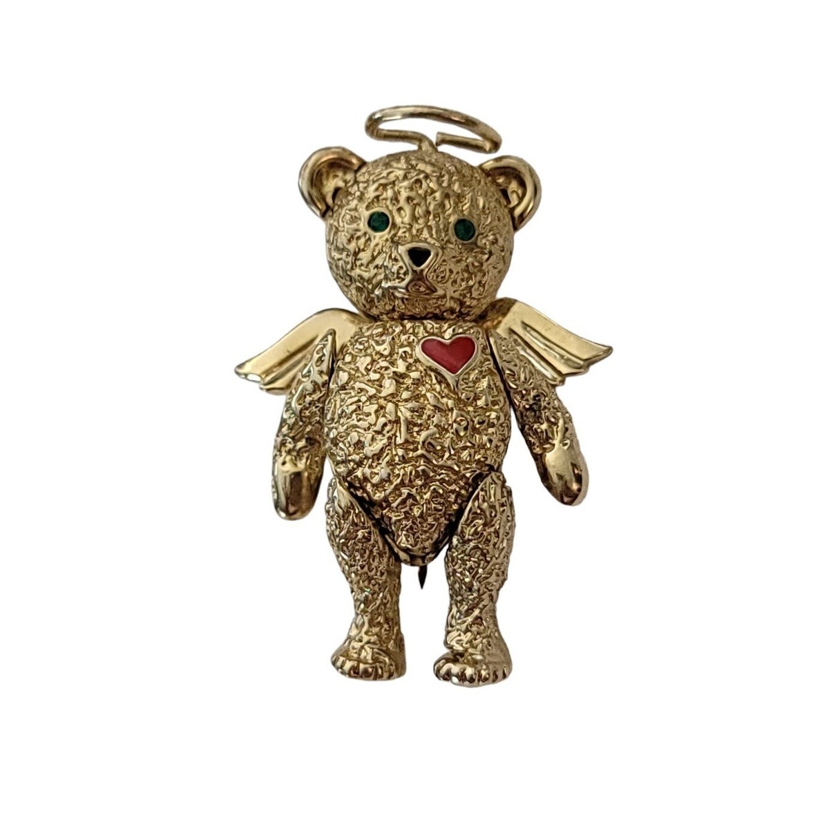 Batya 1996 Gold Tone Articulated Angel Bear Brooch Pendant, Signed